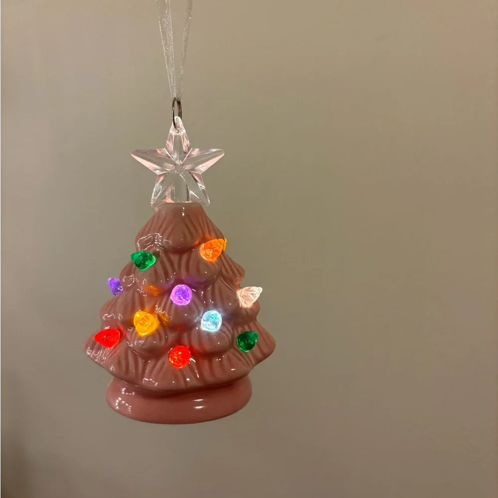 Pink Ceramic Christmas Tree Ornament